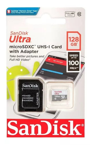 Cartão de Memória SanDisk Ultra SDSQUNR-128G-GN3MA 128gb Adaptador Micro Sd (V